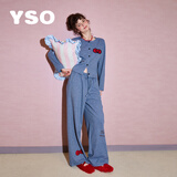 YSO【礼物系列】睡衣女秋冬新款德绒蓝色蝴蝶结可外穿家居服 蓝色  M