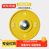 京东京造 杠铃片专业比赛竞技训练哑铃片深度硬拉卧推橡胶杠铃盘 15KG单只