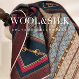 丝毛混纺复古马镫皮方巾女春夏季高档轻奢丝巾CSqy漫步伦敦丝巾jd 【桑蚕丝·羊毛】漫步伦敦复古丝巾 【65*65cm】限时加赠精美丝巾礼盒