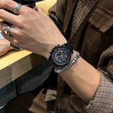 米亚达男士手表全自动机械风格防水手表夜光多功能送男友礼物2024新款潮 黑壳蓝面【送原装皮带+天使礼盒】 43mm