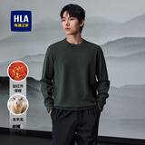 海澜之家（HLA）毛衣男保暖长袖针织衫男圆领套头内搭打底衫男含羊毛舒适毛衫男 中绿27 -含羊毛/抑菌/远红外保暖 L /175/92A