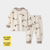 小狗比格儿童内衣套装男宝宝秋衣秋裤套装女纯棉春秋婴儿全棉睡衣 1940绅士狗 140 cm建议7-8岁【无肩扣】