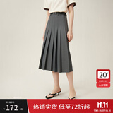 范思蓝恩学院感通勤时髦知识分子半身裙女百褶长款裙子24FS12177 深灰色 M
