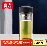 富光男女士双层玻璃杯 高硼硅玻璃304茶隔水杯子 带茶隔泡茶杯500ml