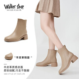 Walker Shop奥卡索时装靴女加绒瘦瘦靴羊皮皮靴子女短靴保暖马丁靴女M145268