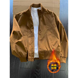 鲁雅尔cleanfit美式飞行夹克男秋季潮牌穿搭短款棒球服重磅硬挺工装外套 棕色夹棉款 XL 【建议120-140斤】