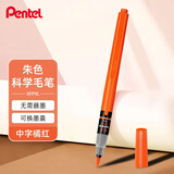 派通（Pentel ）XFP9L红色科学毛笔自带墨水便携中楷书法字帖练字可换墨囊 红色单支装