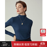 范思蓝恩范思蓝恩204303半高领打底衫女秋冬百搭修身针织上衣紧身内搭毛衣 深蓝色 S