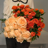 芊芊细语斗南基地直批发玫瑰鲜花全国速递配送女友礼物家用水养插花家庭 10支香槟玫瑰+5支多头橙色泡泡+送保鲜剂