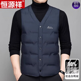 恒源祥v领羽绒马甲男冬季轻薄款内穿保暖背心宽松大码内胆休闲马夹外套 LH8612藏青 90%白鸭绒轻便保暖 XL 180