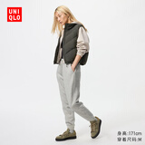 优衣库常规款女装HEATTECH仿羊羔绒运动裤/卫裤479617 03 灰色 L