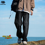 SWAMP AREA复古水洗男牛仔裤秋冬宽松高街直筒休闲长裤K006黑色XL