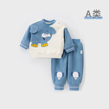 欢喜小熊儿童套装女童春装宝宝分体卫衣裤子两件套婴儿衣服春秋男童装