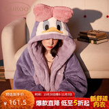 果壳（Gukoo）睡衣女冬季迪士尼联名珊瑚绒柔软加厚连帽睡袍可外穿情侣睡衣D 紫色黛西睡袍 M