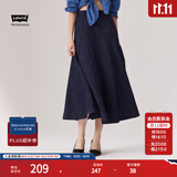 Levi's李维斯冰酷系列25新款女士美式高街压褶蓝色牛仔半身裙 牛仔蓝 2XL (29)