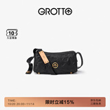 GROTTO个乐黑石包小号迷你号无性别主义植鞣绵羊皮单肩斜挎软包礼物 黑石S水波纹金标