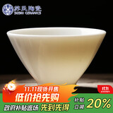 苏氏陶瓷（SUSHI CERAMICS）羊脂玉白瓷功夫茶杯斗笠个人杯猪油白陶瓷主人杯 亮光 礼盒J0037
