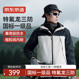 京东京造 穿山甲300冲锋衣男女防污防水三合一两件套冲锋衣男 熊猫拼色M