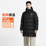 耐克NIKE男冬季长款连帽羽绒服 运动防寒外套DV1134-010黑2XL