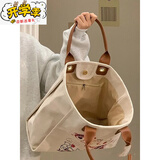 G.DUCKKIDS小黄鸭包包女秋冬季2024新款大容量卡通帆布包可爱草莓熊单肩手提 白色