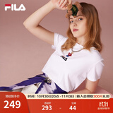 斐乐（FILA）官方女士短袖T恤夏印花运动女装针织短袖套头衫小熊T刺绣上衣 标准白-WT S 160/80A