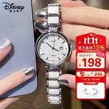 迪士尼（Disney）女款手表简约时尚ins风钢带腕表轻奢小众女士手表陶瓷白女生礼物