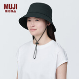 无印良品 MUJI  透气 可折叠收纳 渔夫帽 帽子 遮阳帽 带挂绳 DBA41A4S 黑色 56-59cm