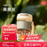 乐扣乐扣（LOCK&LOCK）男女杯子便携咖啡杯高颜值耐热泡茶杯玻璃杯硅胶防烫杯套苏打杯 灰色（直饮口）