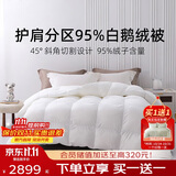 梦洁家纺绒耀护肩分区 95%白鹅绒厚被羽绒被 冬被 1100g 220*240cm 月牙白