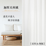 诺罗纱帘窗帘透光不透人挂钩式阳台客厅卧室飘窗天丝绒白色窗纱 天丝绒纱白色 宽2米*高2.5米 1片装 四爪钩款【到货快】