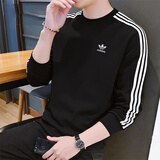 阿迪达斯（adidas）三叶草卫衣男装26春新款运动服跑步健身纯棉舒适休闲圆领套头衫男 经典黑/纯棉舒适/热推款 M 【170-175cm/130-140斤】
