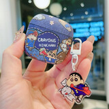 简彩官适用华为FreeClip2保护套磨砂硅胶华为freeclip二代保护壳卡通创意牛仔蜡笔小新全包防摔防刮 【学院小新】同款挂件 华为FreeClip2