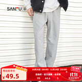 三福2025秋季新款休闲裤男抽绳运动风束脚裤针织卫裤宽松长裤裤子 灰色 XL 180/88A