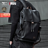 七匹狼皮质双肩包男士高级感商务通勤背包出差旅行包大容量书包电脑男包 黑色加大号