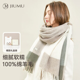 玖慕（JIUMU）纯羊毛围巾女冬季披肩女士秋冬保暖围脖生日圣诞礼物礼盒装 SZ006 牛油果绿