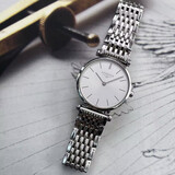 浪Longines琴瑞士手表女表优雅嘉岚超薄石英时尚休闲商务女表防水 条丁-银色白面