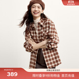 伊芙丽（eifini）蒋欣代言经典格纹衬衫美拉德休闲衬衫外套秋装新款通勤百搭上衣 浅咖啡 M /160/84A/