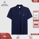 布克兄弟（BrooksBrothers）男夏季金羊刺绣珠地网眼修身短袖Polo衫 4004-藏青色 M