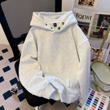 鲸规cleanfit重磅纽扣连帽卫衣男2025新款外套春秋季潮流美式高街帽衫 白花灰 常规 2XL （145斤-160斤）收藏加购优先发货