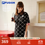 FILA FUSION 斐乐潮牌女子针织连衣裙夏新款宽松潮流运动裙子 深黑-BK（宽松版） M 165/84A