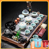 瓷牌茗茶具 功夫茶具套装流水茶盘茶台陶瓷茶壶茶杯全自动烧水器整套 哥窑竹韵大套装+禅静流水茶盘