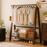 家逸衣架落地实木衣帽架卧室挂衣架可折叠衣架挂衣服架子门口置物架