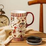 爱屋格林马克杯大容量陶瓷杯带盖水杯咖啡杯景德镇女生高颜值生日礼物实用 多彩生活3LTM4974N500ml