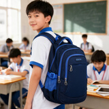 Edison初中生书包防泼水大容量双肩包小学生高年级减负背包L796-13蓝色