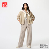 优衣库女装绒面针织宽腿裤/阔腿裤裤子25秋冬新款479284 31 米色 M /160/68A