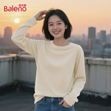 班尼路（Baleno） 白色内搭长袖t恤女2025秋冬纯棉宽松大码休闲基础款打底衫女上衣
