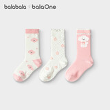 巴拉巴拉balaOne儿童袜子秋冬女童袜提花中大童含羊毛三双装208425172001