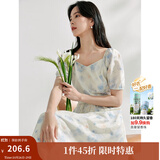 茵曼（INMAN）法式碎花高级感2025夏女新款休闲中长吊带连衣裙子 月蓝连衣裙-18424791 S