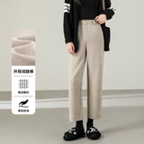 韩都衣舍直筒宽松开衩西装裤女2025年春秋款简约通勤显瘦小个子休闲烟管裤