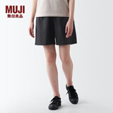 无印良品（MUJI）女式 水洗 平纹 短裤女夏 裤子 休闲短裤 多巴胺纯棉全棉BEC27A3S 黑色 L 165/70A